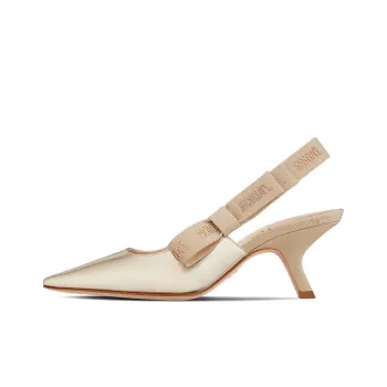 DIOR Slingback Pump Block Heel High Heels 6.5cm Women's Light Gold