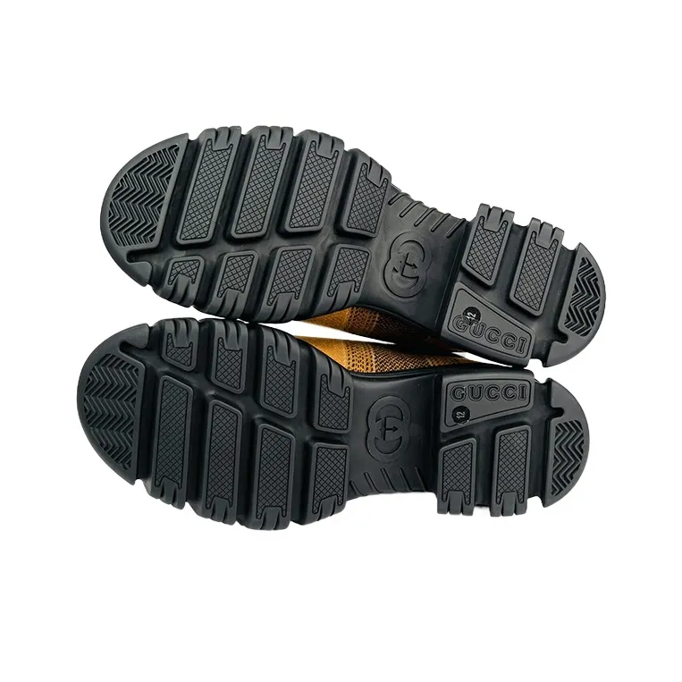 GUCCI Wear-Resistant Short Outdoor Boots Men's Black Yellow-6