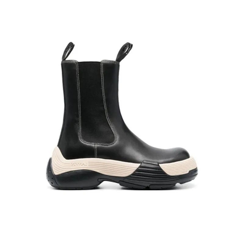 Lanvin Women's Flash-X Bold Chelsea Leather Boot 'Black Cream'-4