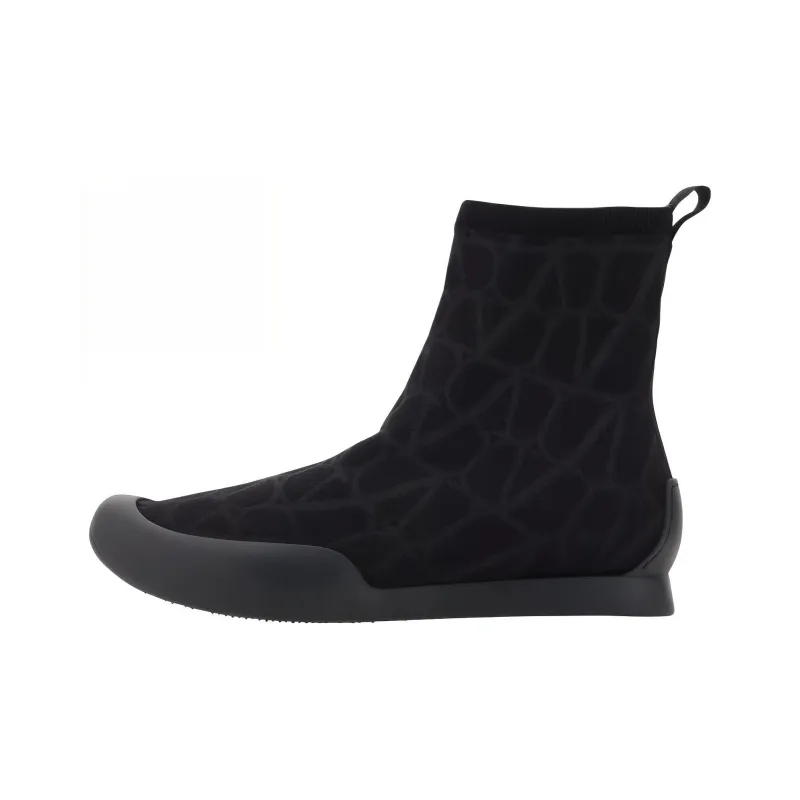 Valentino Toile Iconographe Round Toe Sock Boots-0