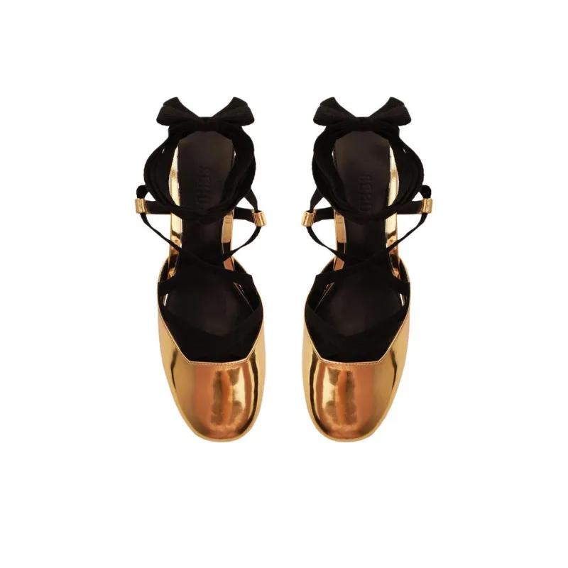 Schutz Amarie Chunky Heel High Heels 5cm Women's Gold-4