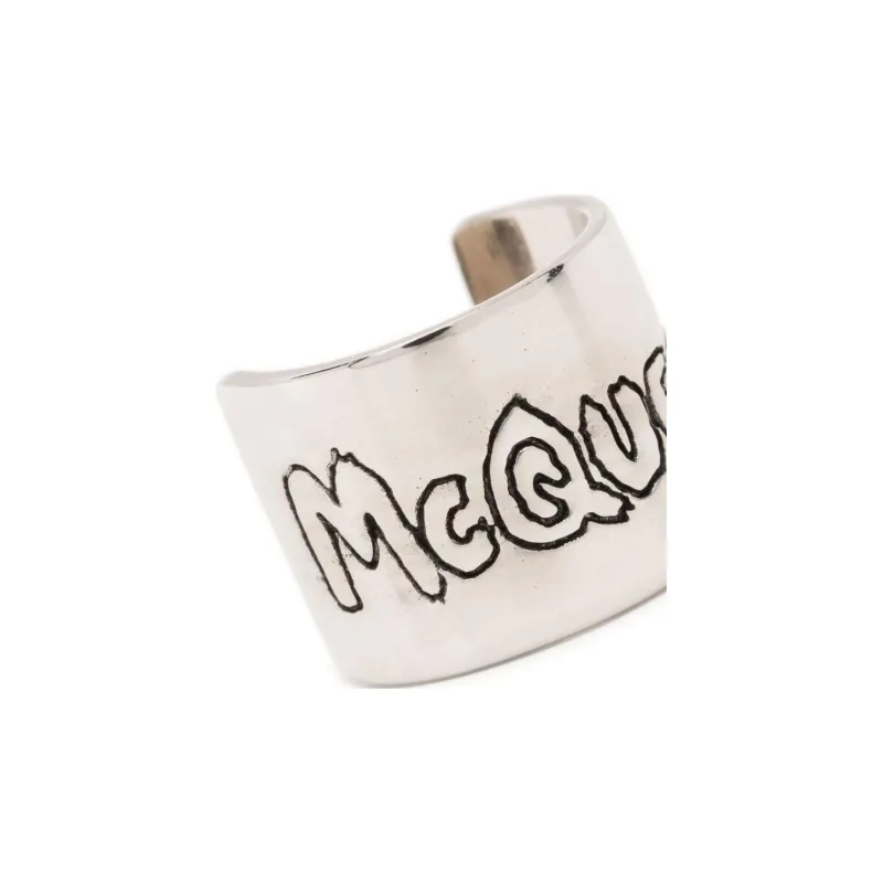 Alexander McQueen Graffiti Logo Engraved Ring-4