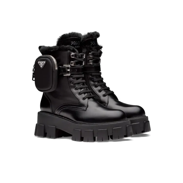PRADA Monolith Ankle Boots Women's Black-2
