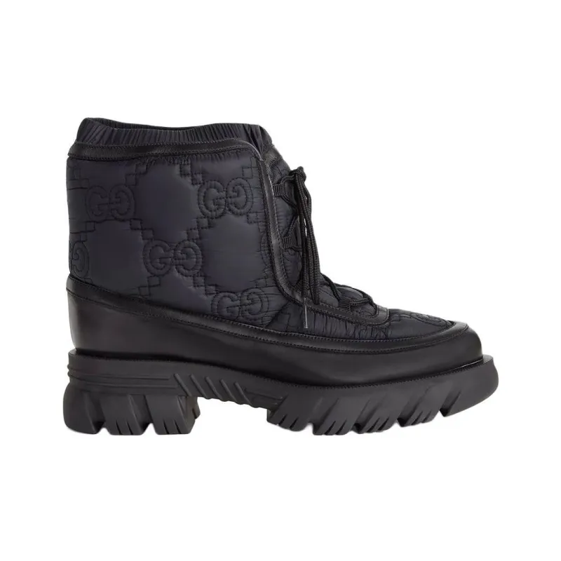 GUCCI Gg Lace Up Ankle Boot Black-1