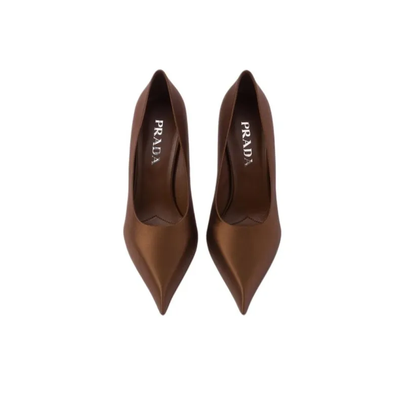 PRADA Slim Heel High Heels 8.5cm Women's Brown-3