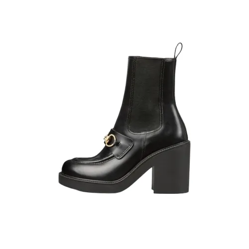 GUCCI Horsebit Short Chelsea Boots 7cm Women's Black