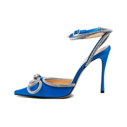 MACH & MACH Double Bow Slim Heel High Heels Women's Blue