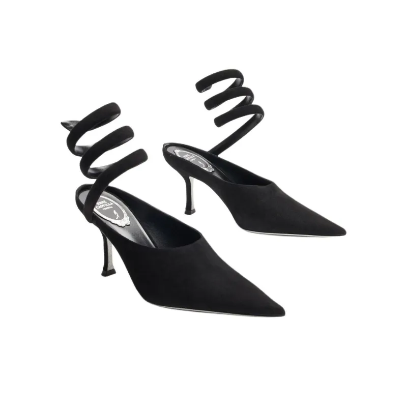 RENE CAOVILLA GRACE Slim Heel High Heels 8cm Women's Black-2