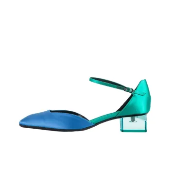 EMPORIO ARMANI Orsay Chunky Heel High Heels Women's Green Blue