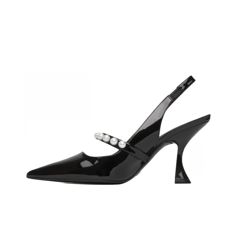 Stuart Weitzman/SW GOLDIE XCURVE 85 SLINGBACK Slim Heel High Heels 8.5cm Women's Black-0