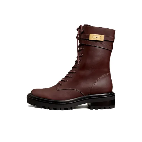 TORY BURCH T Hardware Lug-Sole Ankle Boots Women's Burgundy