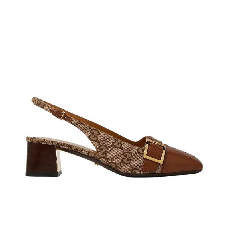 GUCCI Block Heel High Heels Women's Brown-1