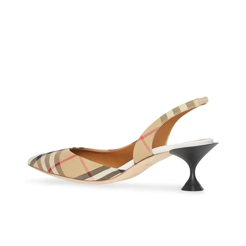 Burberry D'orsay Irregular Heel High Heels Women's Brown-3