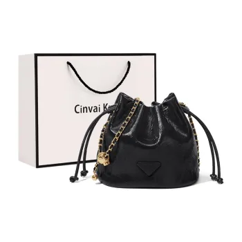Simvay Clos Cow Leather Shoulder Bag Crossbody Bag Bucket Bag Small Size Women's Black/Brown/White