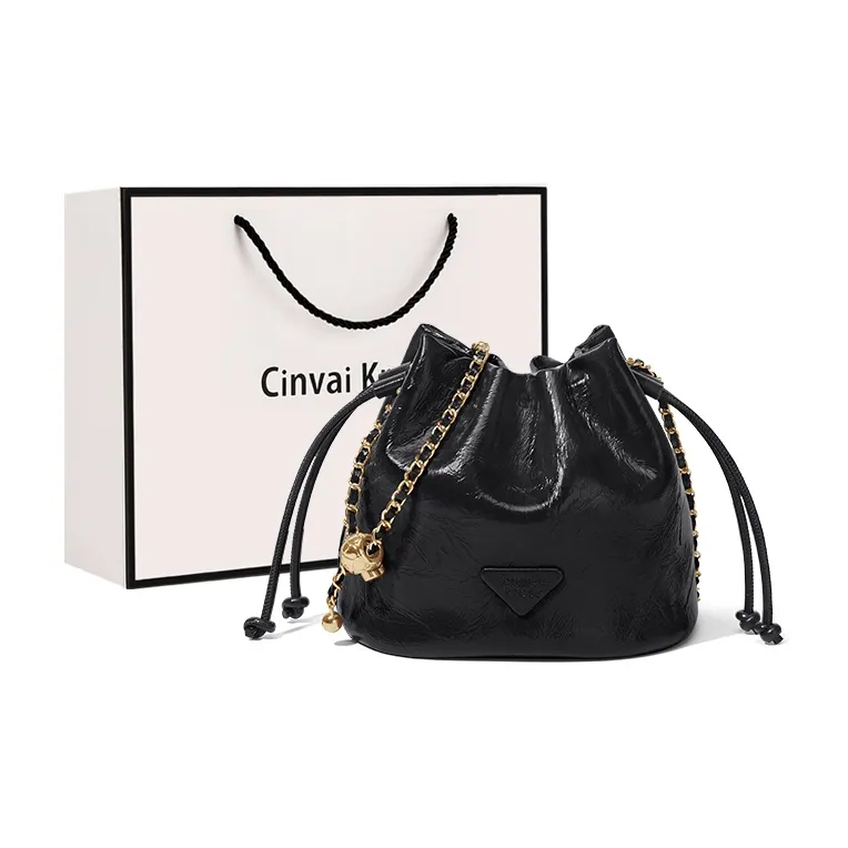 Simvay Clos Cow Leather Shoulder Bag Crossbody Bag Bucket Bag Small Size Women's Black/Brown/White-0
