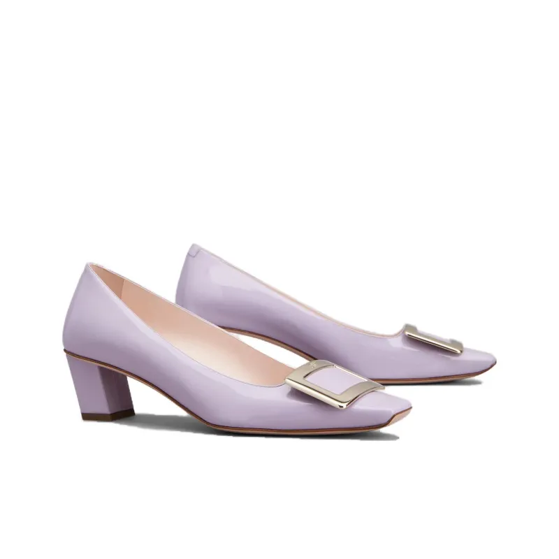 Roger Vivier Belle Vivier Chunky Heel High Heels 4.3cm Women's Purple-2