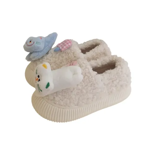 Thin Strips Cotton Slippers Women's, White