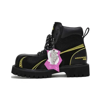 ADCDAVINCI Functional Wind Series Short Mid Calf Martin Boot Unisex Black Yellow
