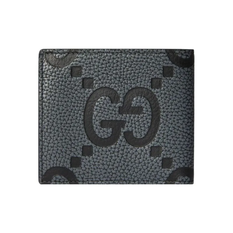 GUCCI Maxi GG Canvas Grain Leather Wallet Men's Dark Gray-2