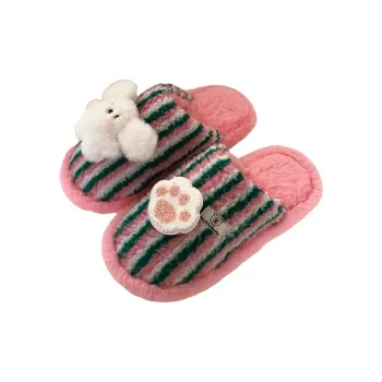 Thin Strips Cotton Slippers Unisex, Pink