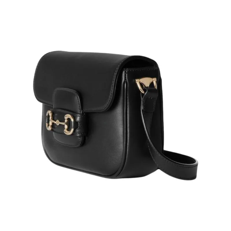 GUCCI Horsebit Leather Shoulder Bag Mini Women's Black-1