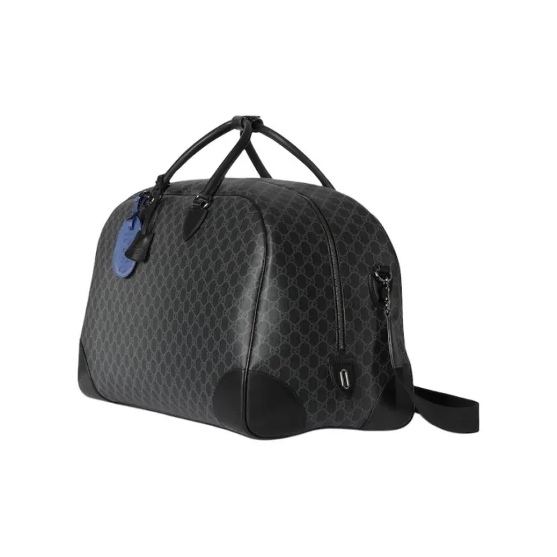 GUCCI GG Emblem Monogram Coated Fabric Travel Bag Tubas Men's Black-1