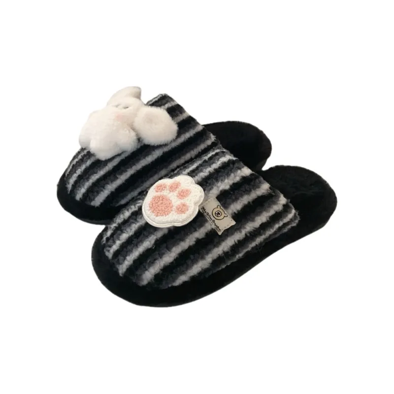Thin Strips Cotton Slippers Unisex, Pink-5