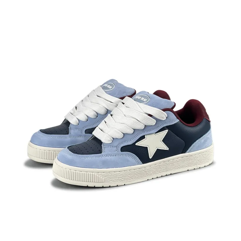 LuzaoT SUPER DRAG Anti Slip And Wear Resistant Breathable Low Top Skateboard Shoes Women's Denim Blue-1