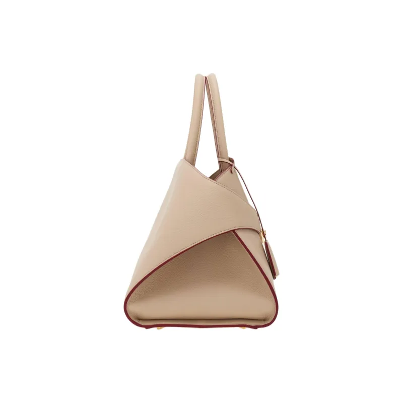 FERRAGAMO Hug Hammered Calfskin One Shoulder Handbag Large Size Women's Stone Color-1