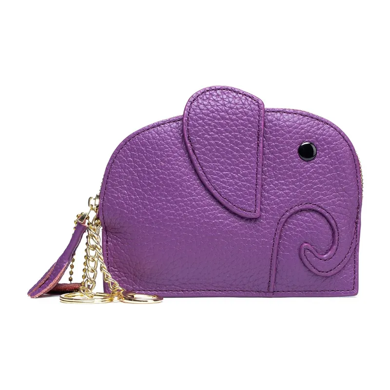 Playthings Cultural Creation Cow Leather Coin Purse Regular Unisex Solid Color-9