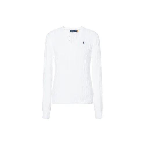 Polo Ralph Lauren Cable Knit Cotton V Neck Sweater Sweater Women's White