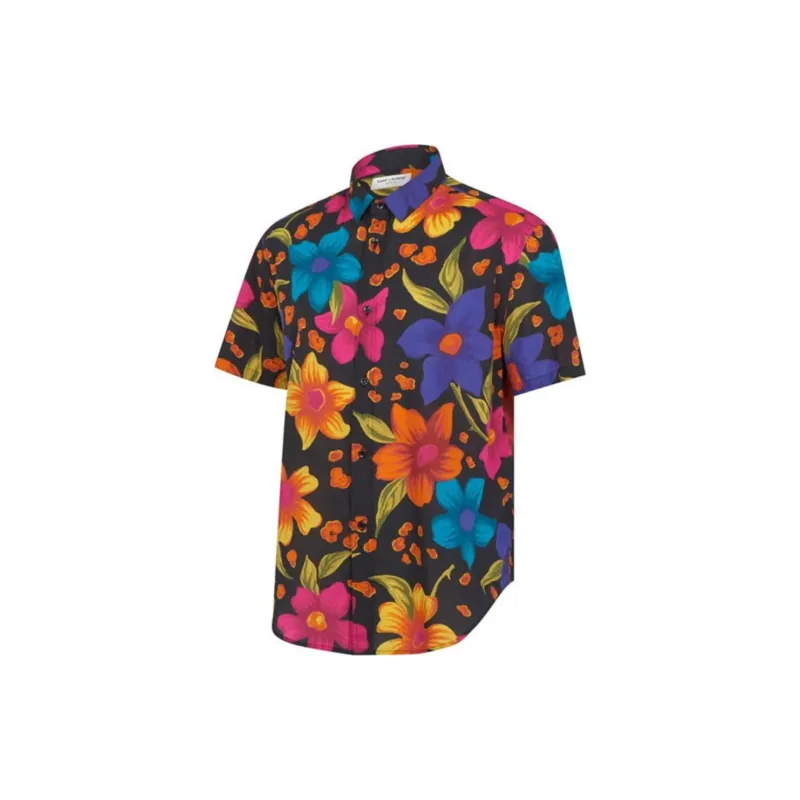 SAINT LAURENT Floral Printed Short Sleeved Shirt-2