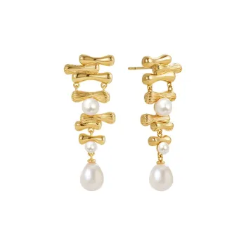 Amber Lollipop Luminous Bamboo Collection Pearl Earrings Women's
