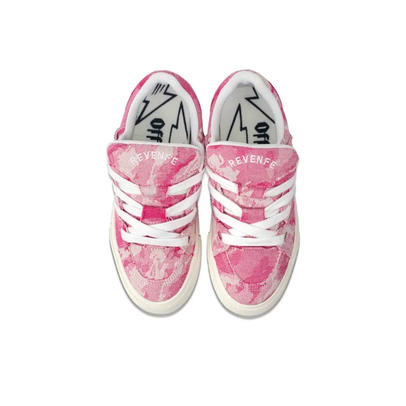 REVENFEXSPOTM x BURNING FLAME Thermal Height Increase Low Top Canvas Shoes Unisex Peach Pink-3