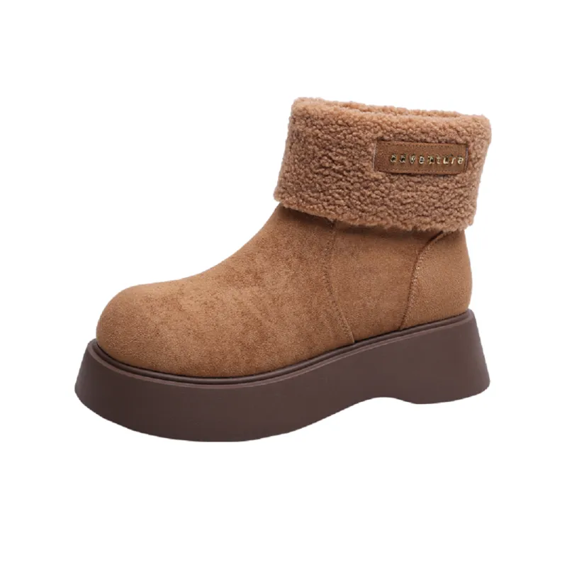 Mulinsen Classic Round Tip Comfortable Versatile Lightweight For The Feet Retro Texture Minimalist Style Warm Women's-0