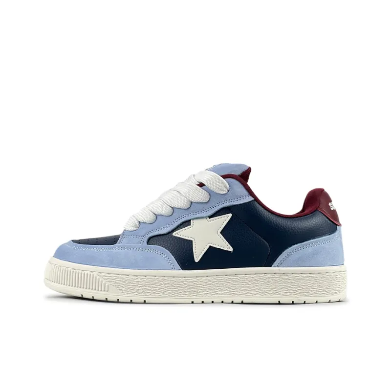 LuzaoT SUPER DRAG Anti Slip And Wear Resistant Breathable Low Top Skateboard Shoes Women's Denim Blue-0