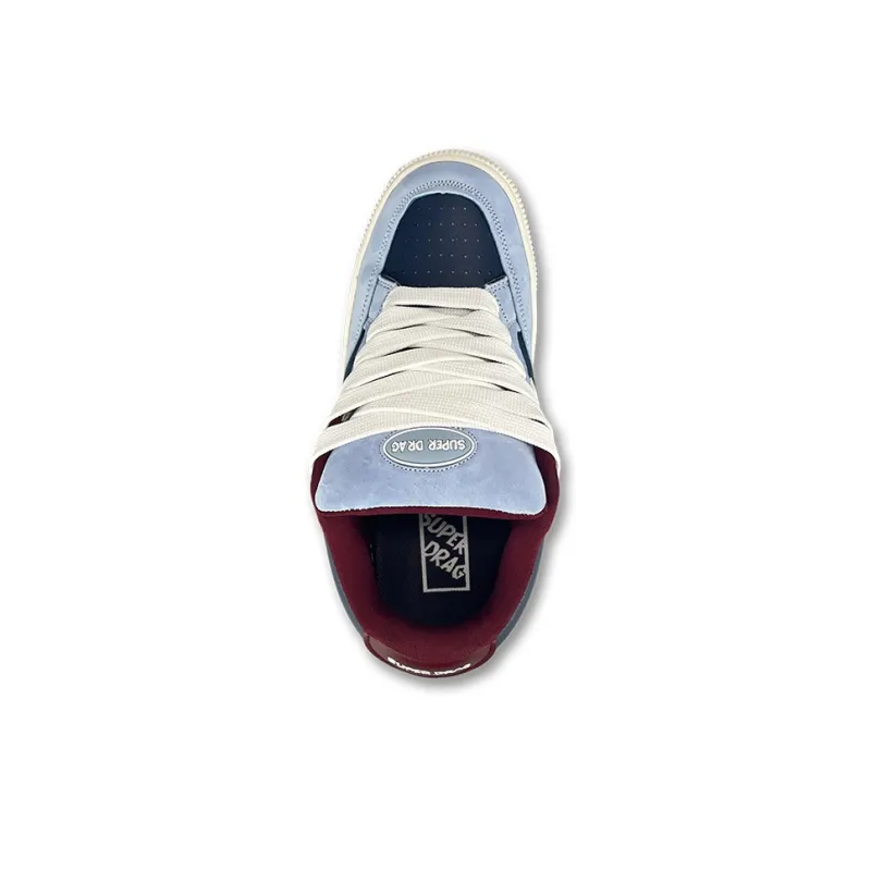 LuzaoT SUPER DRAG Anti Slip And Wear Resistant Breathable Low Top Skateboard Shoes Women's Denim Blue-3