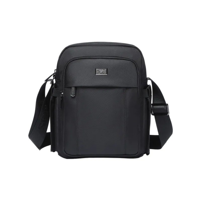 SEPTWOLVES Fabric Shoulder Bag, Crossbody Bag Large Size Men's Black-0