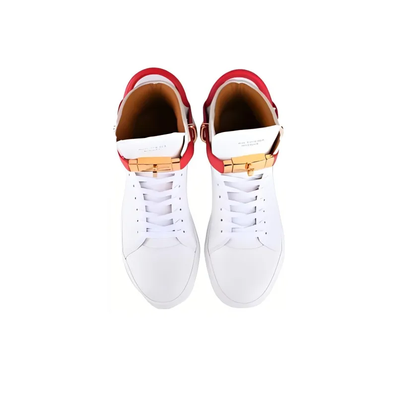 Buscemi High Top Skateboard Shoes Men's White Red-3