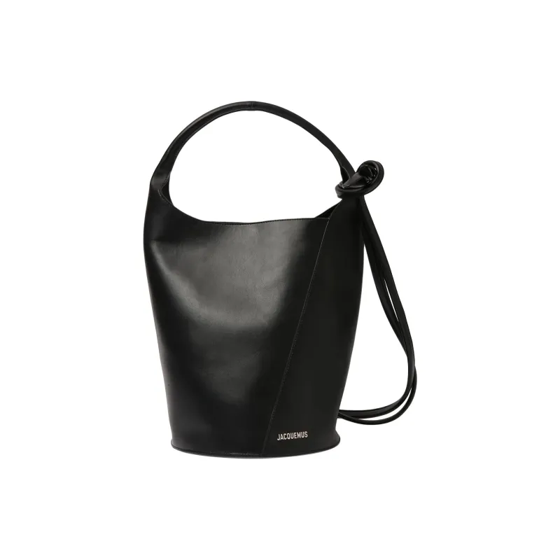 Jacquemus Cow Leather Bucket Bag Handbag Women's Black-0
