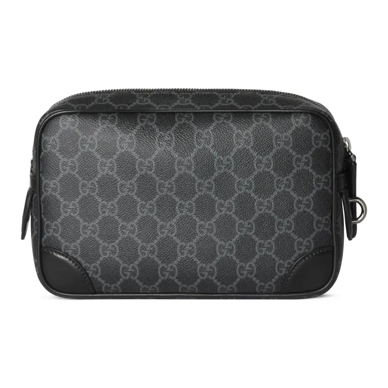 GUCCI GG Emblem Fabric Toiletry Bag Small Size Men's Black-3