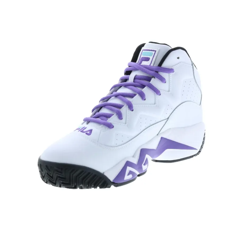 FILA MB Cushioned Slip Resistant Abrasion Resistant Mid Top Basketball Shoes Men's White-3