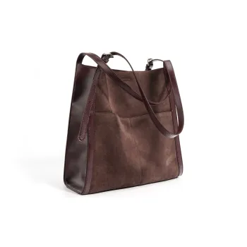 COURONNE Top Grain Cow Leather Shoulder Bag Regular Women's Blueberry Cocoa Glossy Finish