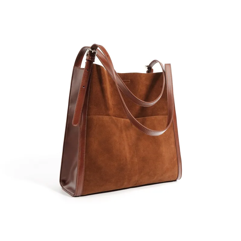 COURONNE Top Grain Cow Leather Shoulder Bag Regular Women's Blueberry Cocoa Glossy Finish-2