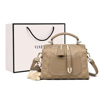 VINEY Cow Leather Handbags Shoulder Bag Crossbody Bag Regular Women's Elephant Gray/Beige Brown