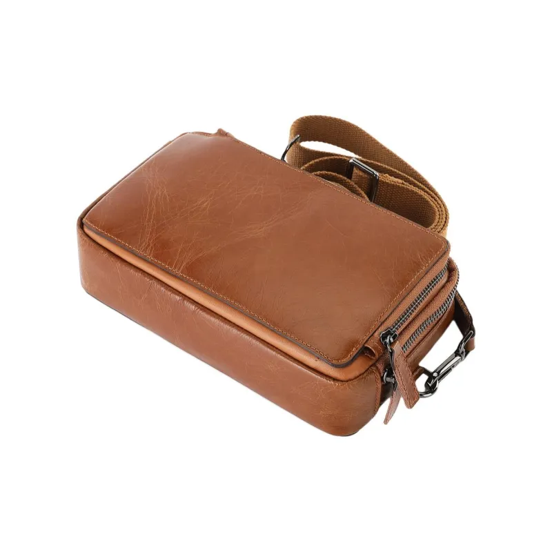 DOSRFINI Top Grain Cow Leather Sling Bag, Shoulder Bag, Crossbody Bag Regular Men's Black/Umber/Coffee/Olive-4
