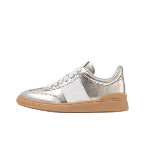 ZSAZSAZSU Luminous Gold Particles Slip-Resistant Low-Top Skateboard Shoes Women's Silver