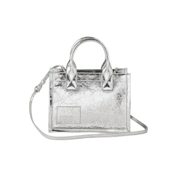 Sandro Leather Tote Bag Shopping Bag Shoulder Bag Crossbody Bag Handbag Women's Metallic Silver