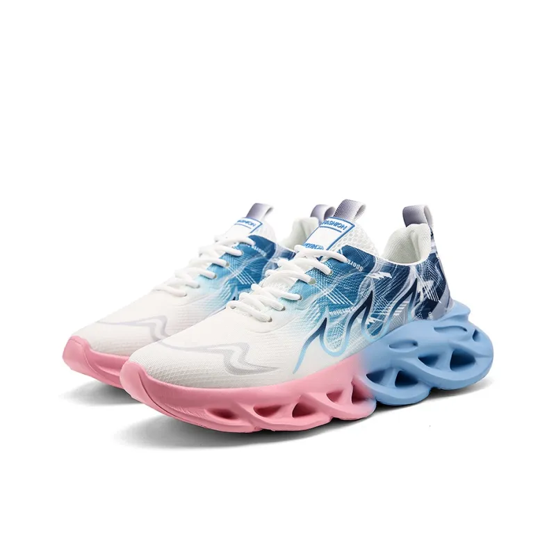 Meiretu Cushioning, Slip Resistant, Impact Resistant Low Top Casual Shoes Men's Pink Blue-2