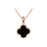 18K Gold Four-Leaf Clover Necklace Set-Black